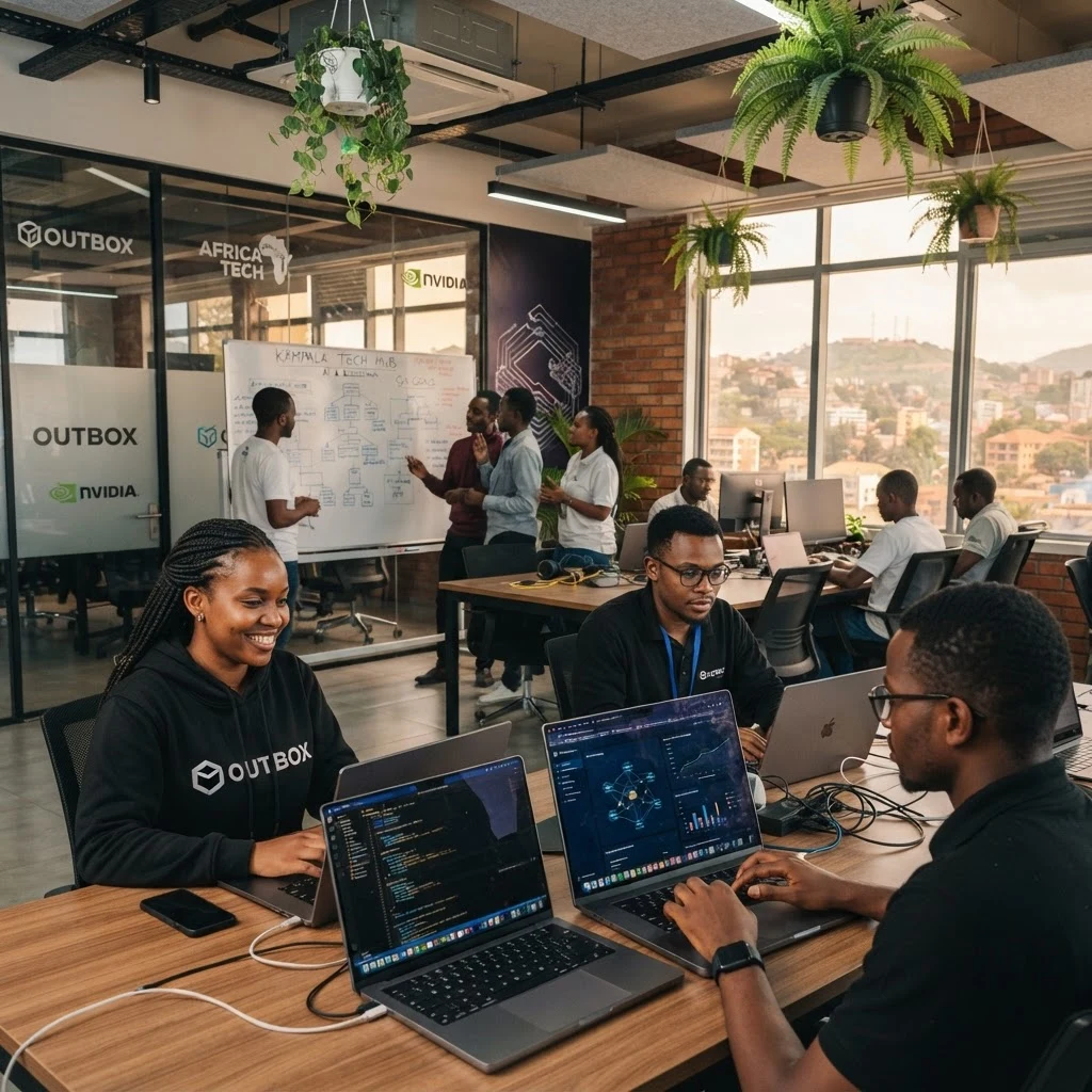 DeryCode development team collaborating in Kampala, Uganda