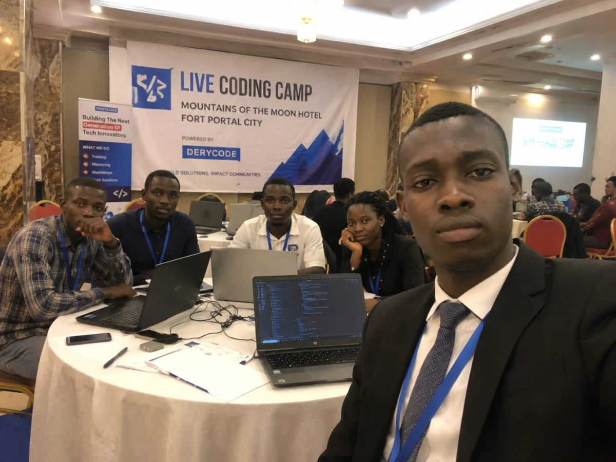 DeryCode team and participants at the Live Coding Camp, Mountains of the Moon Hotel, Fort Portal